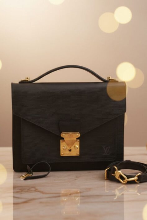 Authentic Louis Vuitton Epi Monceau 2Way Shoulder Hand Bag Black M52122 LV 2812N